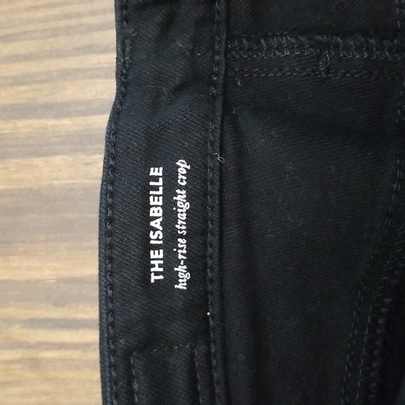 AG Adriano Goldschmied Isabelle Black Studded High Rise Straight Crop Pa… - Picture 4 of 8